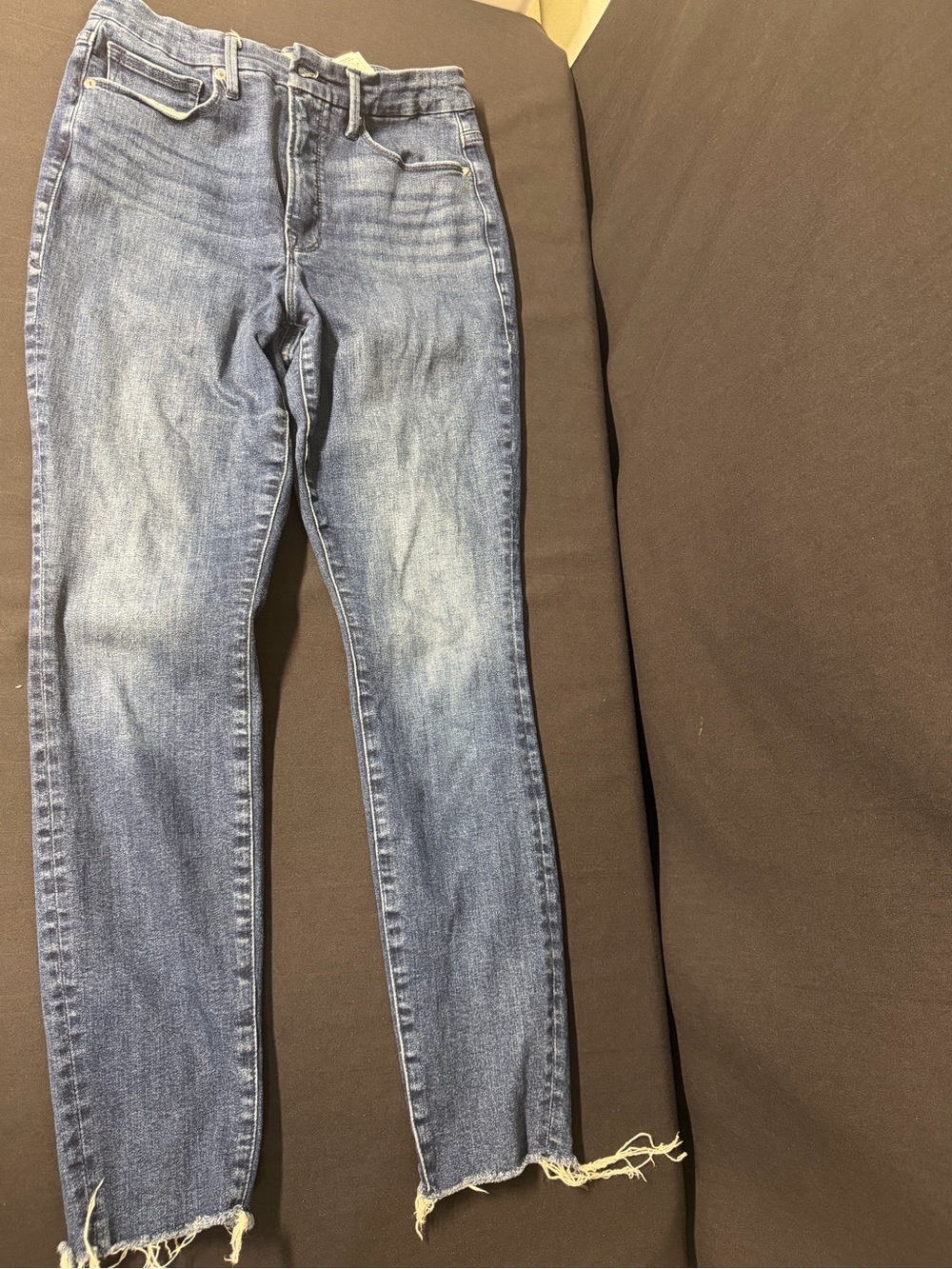Good American Good Legs Jeans Size 10/30 Raw Hem High Rise Skinny Blue Denim